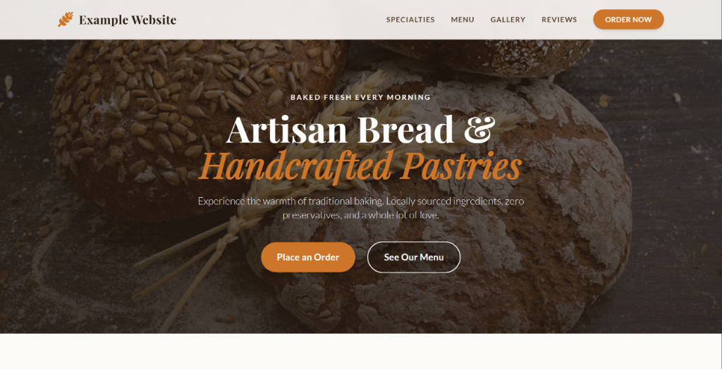 Bakery and cafe website design example by Beryxo