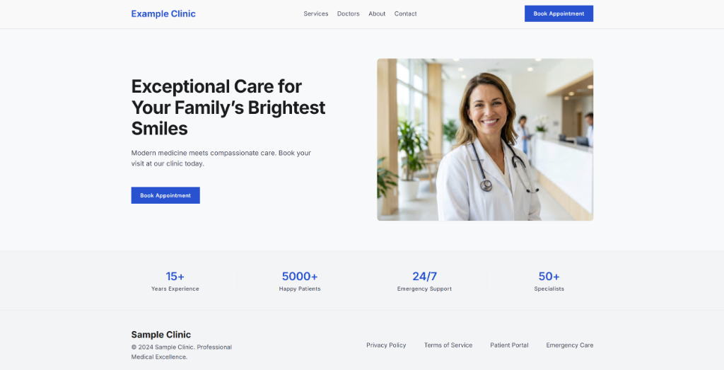 Clinic website design example by Beryxo