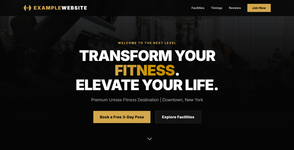 Gym website design example by Beryxo